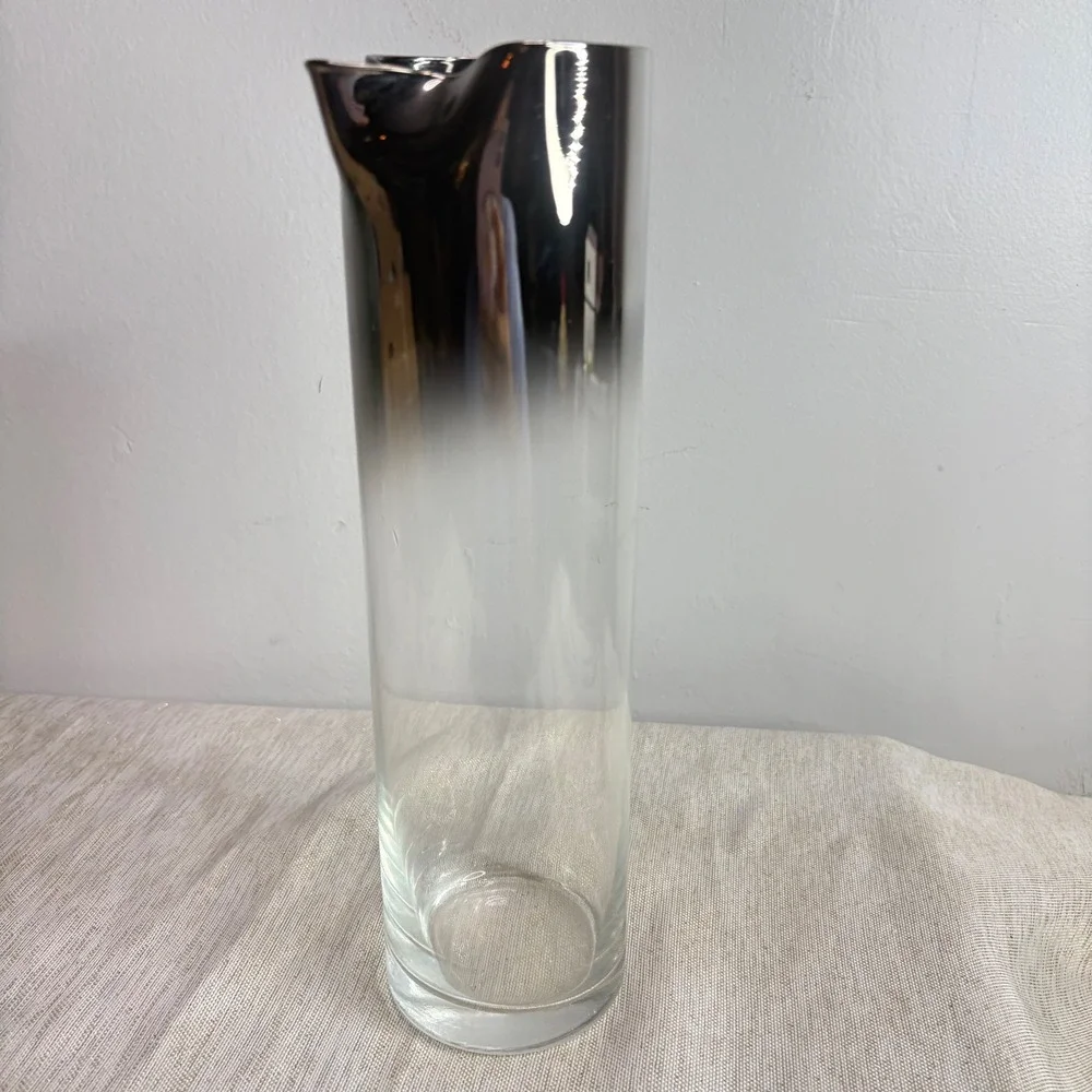 Vintage Silver Ombre Pitcher and Glasses Set Barware Cocktail Party
